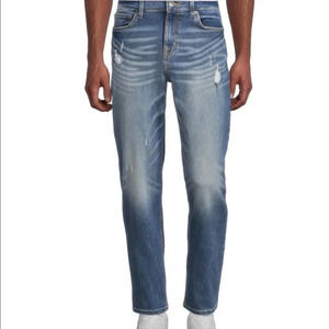 NEW MENS NO BOUNDARIES SLIM FIT STRAIGHT BLUE STRETCH JEANS PANTS MEDIUM WASH